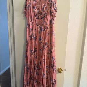 Lulu's Pink Floral Maxi Dress
